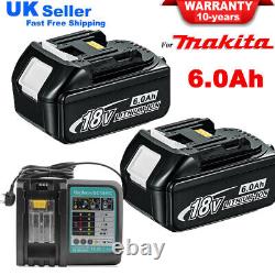 10X 18V 6.0Ah Battery For Makita LXT Li-ion BL1860 BL1830 /Charger DC18RD DC18RC