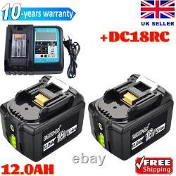 2X 12.0Ah For Makita BL1860 BL1850 18V Li-ion LXT Battery/Charger BL1850 BL1860B