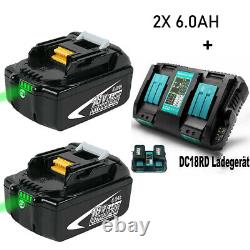 2X For Makita BL1860 BL1830 BL1850 BL1840 6.0Ah 18V Li-ion LXT Battery & Charger