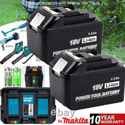 2x BL1860B 18V 9Ah LXT Li-ion Battery for Makita Battery BL1830 BL1890 Charger