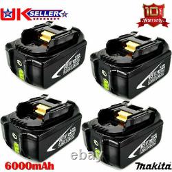 4X 6AH LXT Li-Ion Battery For Makita BL1860 BL1850 BL1830 BL1815Cordless LED 18V