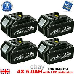 4x For Makita 18V BL1860 BL1840 5.0Ah LXT Li-Ion Cordless Battery BL1830 BL1850