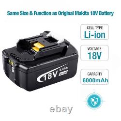 4x for Makita Battery BL1830/1850 18V BL1860B 6.0Ah LXT Li-Ion Cordless +Charger