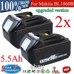 5.5Ah Makita Replace Battery 18V Li-ion for BL1850B BL1860 BL1815 LXT LED 2 Pack