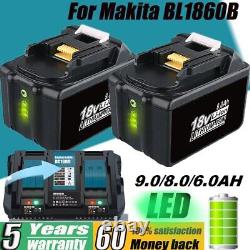 For Makita 18V 6.0Ah 7.0AH 8.0AH 9.0Ah Battery LXT Li-ion BL1860 BL1830 Charger