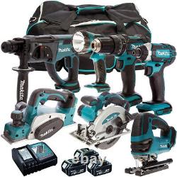 MAKITA 18V LI-ION 7 Piece Combo Kit with 3 X 5.0AH Batteries & Charger In Bag