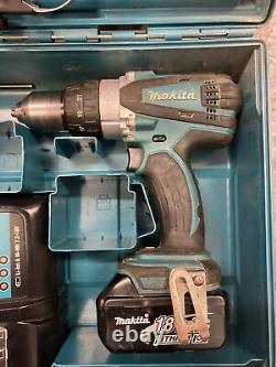 MAKITA DHP458 18v LXT Li-ion 2 Speed COMBI DRILL 3ah BATTERY CHARGER CASE