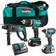 Makita 18v Li-ion 3 Piece Combo Kit With 2 X 3.0ah Batteries & Charger In Bag
