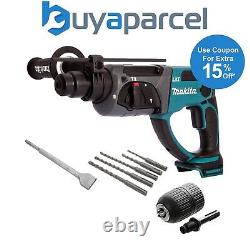 Makita DHR202Z LXT 18v SDS Hammer Drill 3 Function + 5 x Bits Chisel + Chuck