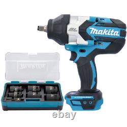 Makita DTW1002 18V LXT 1/2 Brushless Impact Wrench With B-69733 7 Piece Set