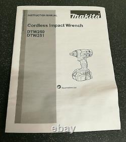 Makita DTW251Z 18V LXT Cordless Impact Wrench Body Only