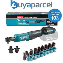 Makita DWR180Z 18v LXT Ratchet Wrench 1/4 Or 3/8 Square Drive + 9Pc Socket Set