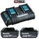 Makita Genuine Bl1860 18v 6.0ah Lxt Li-ion Twin Battery With Twin Port Charger