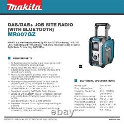 Makita MR007GZ 18V LXT DAB+ Digital Jobsite Radio + Bluetooth + Subwoofer Spe