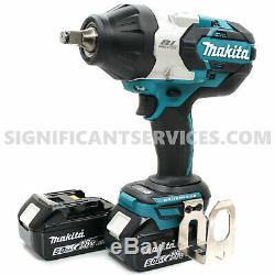 New Makita XWT08Z 18V LXT Li-Ion Brushless 1/2 in Impact Wrench 5.0 Ah Batteries