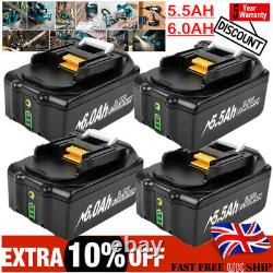 UK 6.0Ah For Makita BL1860 BL1830 BL1850 18V 5.5Ah Li-ion LXT Battery & Charger