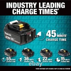 2 x Véritable batterie au lithium Makita 18V 3.0Ah LXT BL1830 + chargeur rapide DC18RC