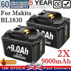 2x 9ah 18v Pour Makita Bl1850 Lxt Li-ion Batterie Bl1840 Bl1830 Bl1860 194205-3 Uk