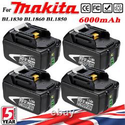 6.0ah Pour Makita Bl1860b 18v Li-ion Lxt Makstar Batterie Bl1850 Bl1830 Bl1815 Led
