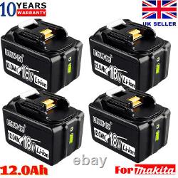 Batterie 18V 12Ah pour Makita LXT Li-ion BL1860 BL1830 BL1835 sans fil/Chargeur 4X