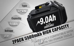 Batterie 2x 6Ah 8Ah 9Ah pour Makita 18V Li-ion LXT BL1860 BL1850 BL1830 avec chargeur
