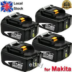 Batterie 4x 18v Bl1860 Pour Makita Lxt Li-ion 6.0ah Bl1860b Bl1850 Bl1840b Bl1830