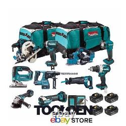 Ensemble d'outils électriques Makita 18V LXT sans balais de 10 pièces avec 4 batteries 5Ah