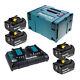 Kit D'alimentation Makita 198095-6 18v Lxt Avec 4 Batteries De 6,0 Ah Bl1860b Et Chargeur Dc18rd