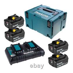 Kit d'alimentation Makita 198095-6 18V LXT avec 4 batteries de 6,0 Ah BL1860B et chargeur DC18RD