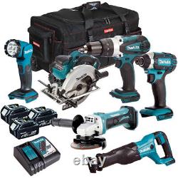 Kit d'outils combiné Makita 18V LXT 6 pièces avec 3 batteries 5.0Ah, chargeur et sac T4T6072PT