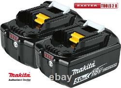 Makita BL1850BX2 2 x 18v 5.0Ah LXT Li-ion Genuine Battery TWIN Pack translates to 'Makita BL1850BX2 Pack de deux batteries authentiques LXT Li-ion 2 x 18v 5.0Ah.'