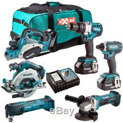 Makita Dlx6012pt6 18v Lxt Li-ion 6 Pièces Power Kit Outil Avec 3 X Batteries 5.0ah