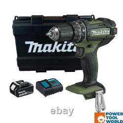 Perceuse à percussion Makita DHP482SFO 18V LXT Li-Ion 2 vitesses Vert olive avec batterie 3.0Ah