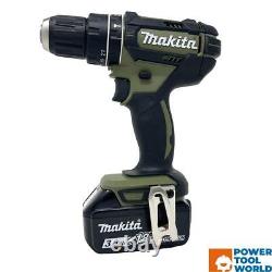 Perceuse à percussion Makita DHP482SFO 18V LXT Li-Ion 2 vitesses Vert olive avec batterie 3.0Ah