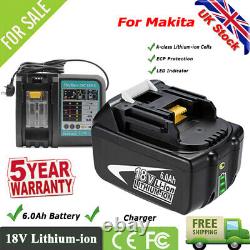 Pour Makita 18v 6.0ah Lxt Li-ion Bl1830 Bl1850 Bl1860 Bl1815 Batterie / Chargeur Uk