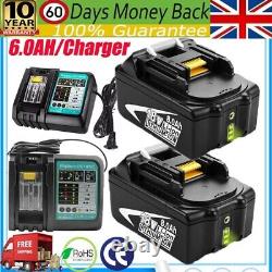 Pour Makita 18v Bl1860 6ah Li-ion Lxt Batterie Bl1830 Bl1840 Bl1850/chargeur/led