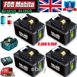 Pour Makita 18v Bl1860 6ah Li-ion Lxt Batterie Bl1830 Bl1840 Bl1850/chargeur/led