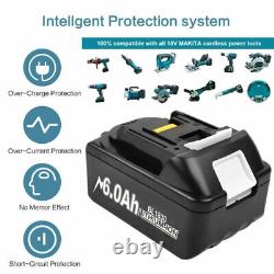 Pour Makita 18v Bl1860 6ah Li-ion Lxt Batterie Bl1830 Bl1840 Bl1850/chargeur/led