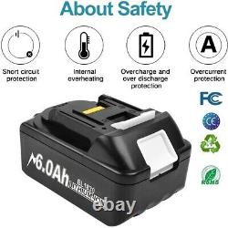 Pour Makita 18v Bl1860 6ah Li-ion Lxt Batterie Bl1830 Bl1840 Bl1850/chargeur/led