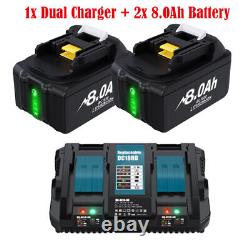 Pour Makita 18v Bl1860 Bl1850 Bl1830 Lxt Li-ion 8.0ah 6ah Batterie / Chargeur Double