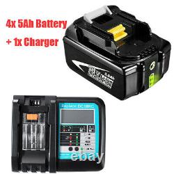 Pour Makita BL1850 Batterie Lithium Ion 5.0AH 18V LXT et Chargeur DC18RC BL1860 LED