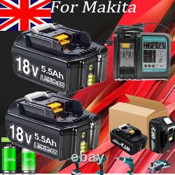 Royaume-Uni pour batterie Makita 18V 5.5Ah LXT Li-ion BL1830 BL1845 BL1850 BL1860 / Chargeur