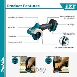 Scie à tronçonner compacte Makita DMC300Z 18V LXT sans balai 76mm + 3 lames + extension de poussière